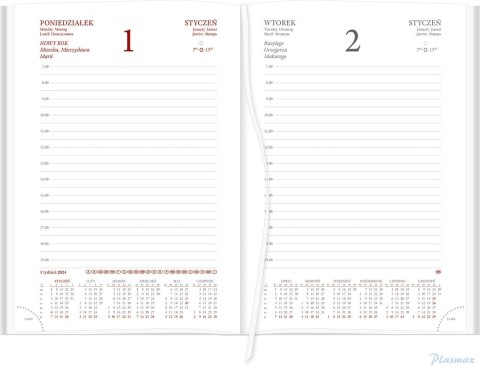 Kalendarz Vivella A5 Dzienny 216 A5DB czerwony 2025 WOKÓŁ NAS
