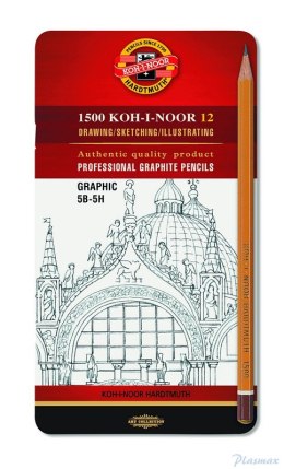 Ołówek Grafitowy 1502/III GRAPHIC 5B-5H komplet 12 szt. KOH I NOOR