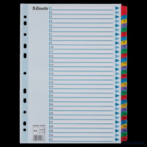 Przekładki kartonowe MYLAR A4 1-31 100164 białe ESSELTE