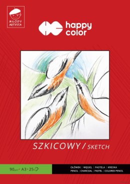 Blok szkicowy Młody Artysta, A3, 25 ark, 90g, Happy Color HA 3709 3040-M25