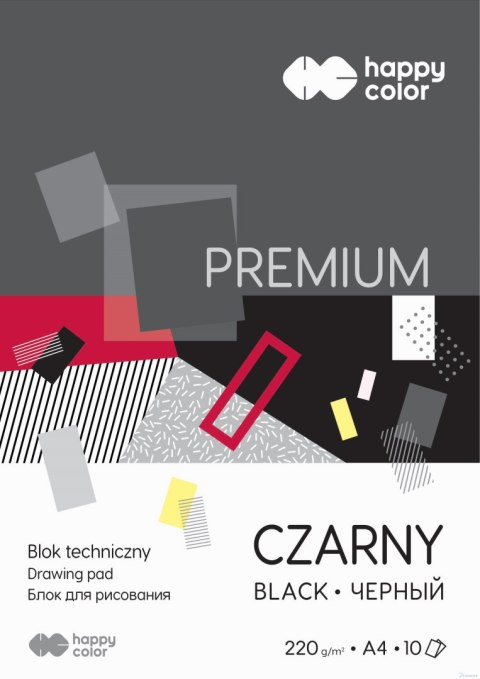 Blok techniczny PREMIUM czarny A4, 220g, 10 ark, Happy Color HA 3722 2030-9