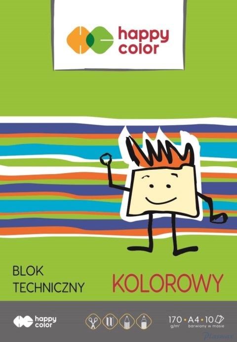 Blok techniczny kolorowy A4, 170g, 10 ark, Happy Color HA 3550 2030-09