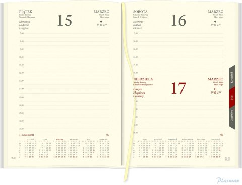Kalendarz Cross z gumką i ażurową datówką A5 Dzienny 204 A5DRK granat 2025 WOKÓŁ NAS