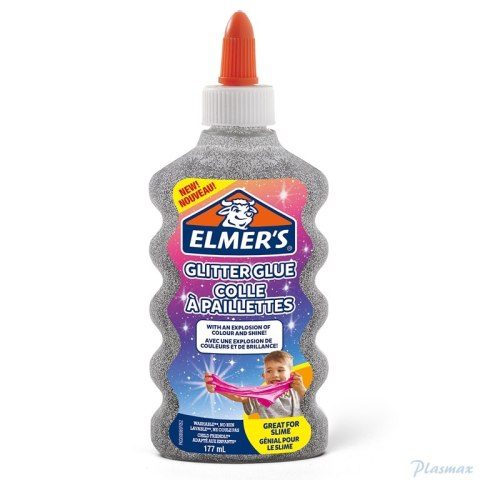 Elmers klej brokatowy, srebrny, zmywalny i przyjazny dzieciom, 177ml, 2077255 (X)