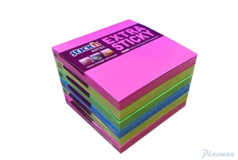 Notes samoprzylepny EXTRA STICKY 76x76mm 4 kol.neon/90 kart. 6szt. STICK`N 21679