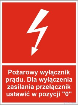 Naklejka Przeciwpożarowy wyłącznik prądu