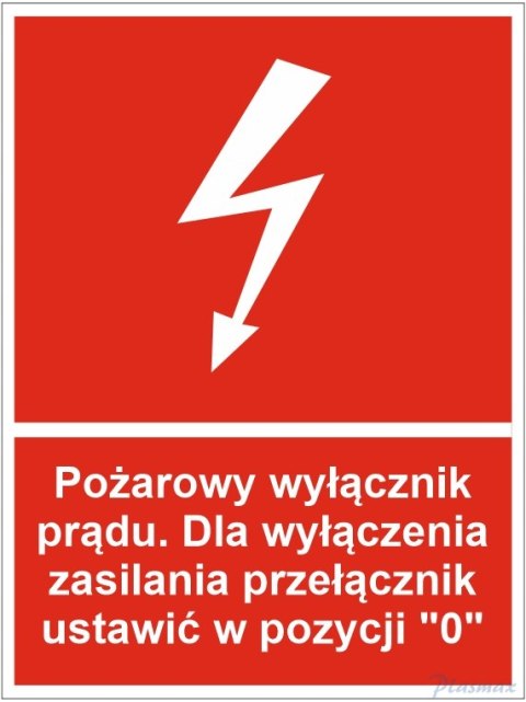 Naklejka Przeciwpożarowy wyłącznik prądu