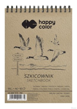 Szkicownik na spirali PTAKI A6, biały, 80 ark, 90g, Happy Color HA 3809 1015-P80