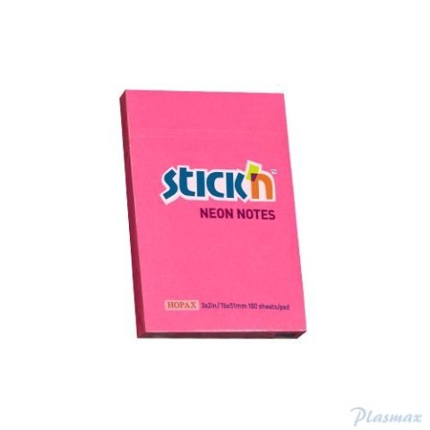 Bloczek STICKN 76x51mm ciemnoróżowy neon 100k 21161 STICKN