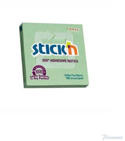 Bloczek STICKN 76x76mm 360stopni zielony 21552