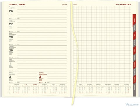 Kalendarz Cross z gumką i ażurową datówką A4 Tygodniowy z notesem 204 A4TNRK granat 2025 WOKÓŁ NAS
