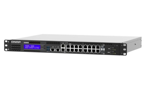Qnap QGD-1602P-C3558: 8x 2.5GbE, 8x 1GbB, 2 SFP+ 10GbE, 380W PoE, Intel Atom C3558, 8GB, Equipped with QTS, 2 X 2.5" SSD/HDD, 2 