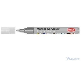 Marker akrylowy, fibrowa końcówka okrągła 2-5mm, srebrny TO-402 Toma