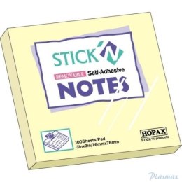 Notes samoprzylepne 76x76 żółty pastel STICK`N 100k. 21007