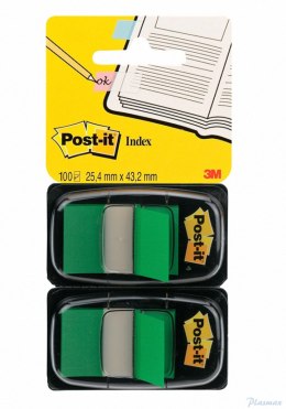 Zakładki indeksujące POST-IT_ (680-G2EU), PP, 25,4x43,2mm, 2x50 kart., zielone