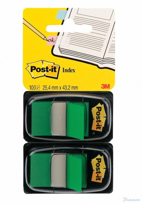 Zakładki indeksujące POST-IT_ (680-G2EU), PP, 25,4x43,2mm, 2x50 kart., zielone