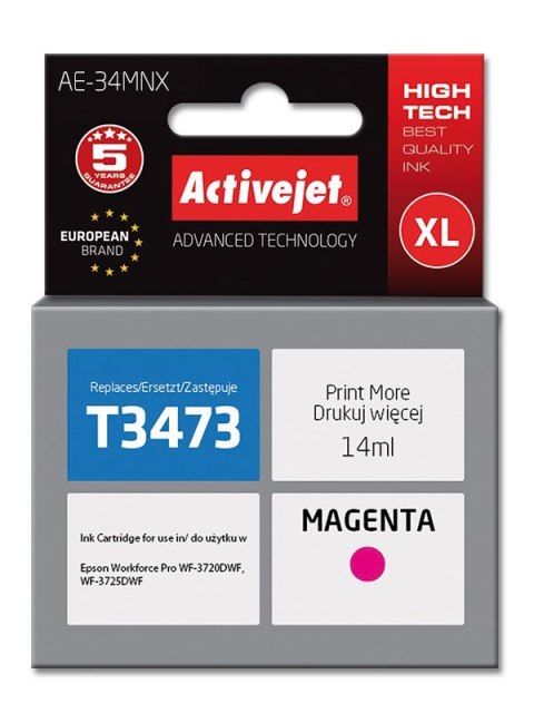 Activejet AE-34MNX Tusz (zamiennik Epson 34XL T3473; Supreme; 14 ml; czerwony)