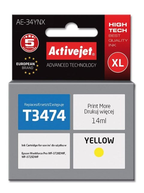 Activejet AE-34YNX Tusz (zamiennik Epson 34XL T3474; Supreme; 14 ml; żółty)