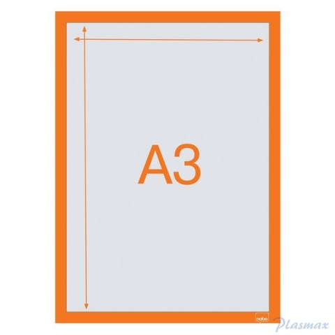 Samoprzylepna, magnetyczna ramka Nobo na plakat (2 szt.), A3, pomarańczowa