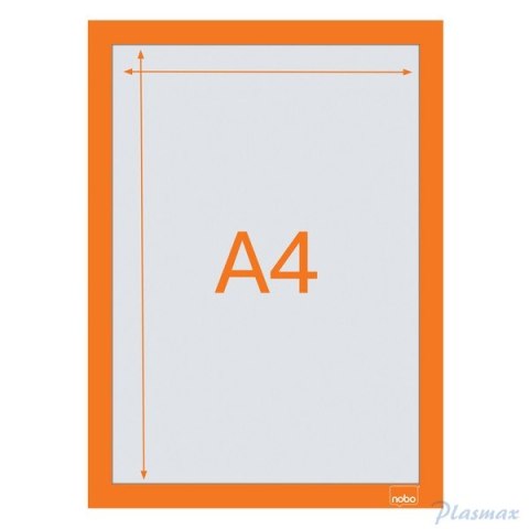Samoprzylepna, magnetyczna ramka Nobo na plakat (2 szt.), A4, pomarańczowa