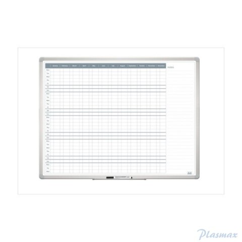 Tablica planer roczny 120 x 90 cm, rama aluminiowa, TP008 2x3