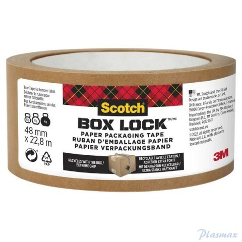 Taśma pakowa SCOTCH®Box Lock, papierowa, 48mm x 22,8m, 1szt., brązowa 7100292556