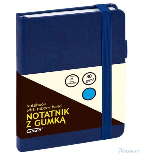 Notatnik GRAND z gumką A6/80 kartek, 80g/linia, okładka granatowa, 150-1426