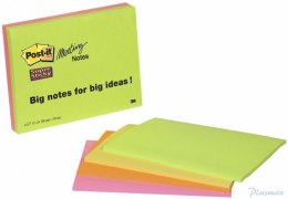 Bloczek samoprzylepny POST-IT_ Super Sticky (6845-SSP), 200x149mm, 4x45 kart., mix kolorów