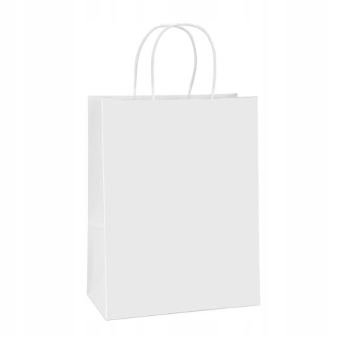 BSTech Torba Papierowa z rączką biała 210x140x270 25 szt 120 gsm