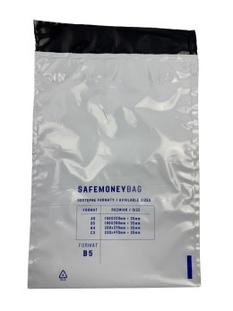 SAFEMONEYBAG Koperty bezpiecznie depozytowe transparent B5 190x260+35 100 szt