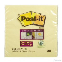 Bloczek 3M POST-IT 76x76mm żółty 90k Super Sticky (654)70005197911