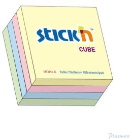 Bloczek STICKN 76x76mm 400k mix 4 kolory pastelowe 21013