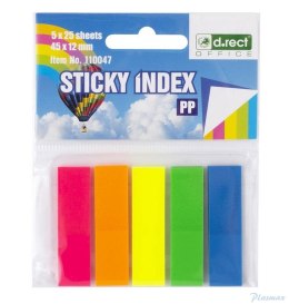 Zakładki indeksujące PET 12x45mm 5x25szt STICKY INDEX 110047 D.RECT