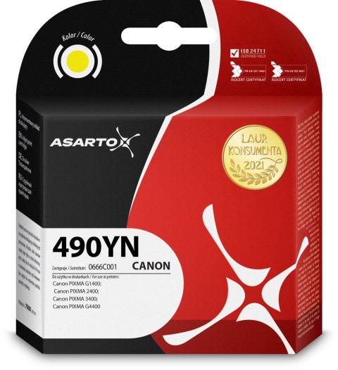 Tusz Asarto do Canon GI-490YN | 0666C001 | 70ml | yellow