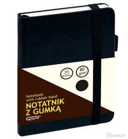Notatnik z gumką A6 czarny kratka 150-1399 GRAND