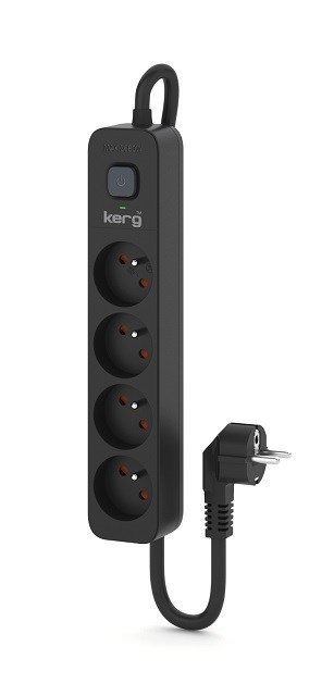 Listwa zasilająca KERG z wyłącznikiem-4 gniazda 16A 3m ; czarny