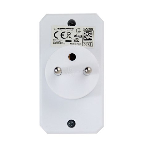 ESPERANZA ROZGAŁĘŹNIK ELEKTRYCZNY 2 GNIAZDA BIAŁY ELK305W