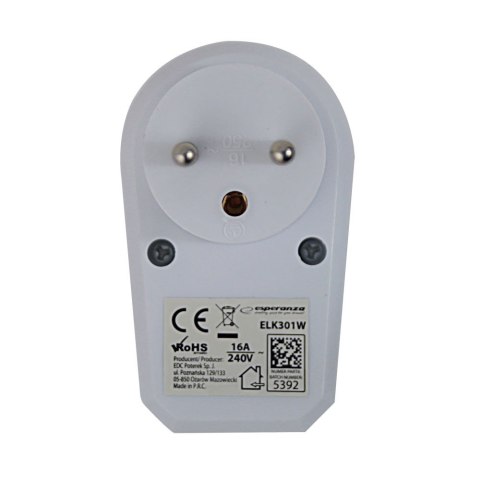 ESPERANZA ROZGAŁĘŹNIK/ADAPTER ELEKTR. 1 GN. WŁ. BIAŁY ELK301W