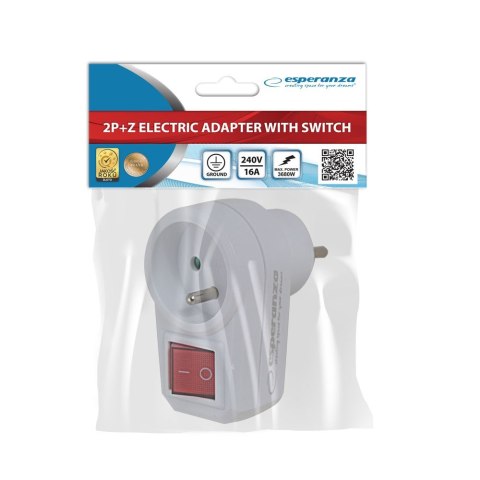 ESPERANZA ROZGAŁĘŹNIK/ADAPTER ELEKTR. 1 GN. WŁ. BIAŁY ELK301W