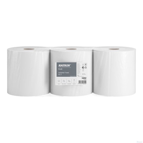 Czyściowo papierowe KATRIN PLUS XL 2, 3402, opakowanie: 3 rolki