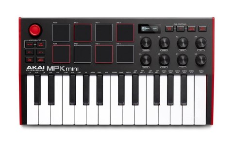 Klawiatura sterująca AKAI MPK Mini MK3 kontroler MIDI USB Czarny, Czerwony