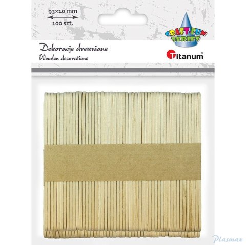 Patyczki drewniane naturalne (100) 9,3cm 361577 TITANUM
