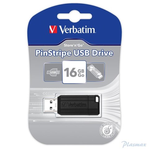 Pamięć Pendrive VERBATIM 16GB USB 2.0 czarny PINSTRIPE 49063