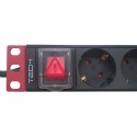 Rozdzielacz zasilania PDU 9 x gniazdo sieciowe 1U Czarny, Czerwony
