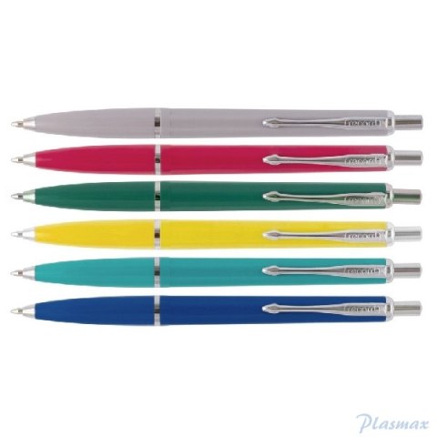 Długopis automatyczny RECORD (12szt) wielkopojemny, niebieski, MIX kolor obudowy, typ ZENITH, 110071