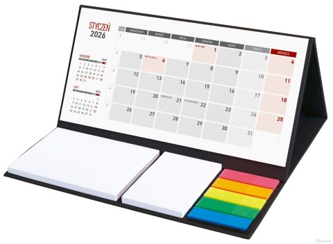 Kalendarz z notesem miesięczny klejony KB064B czarny 2026 WOKÓŁ NAS