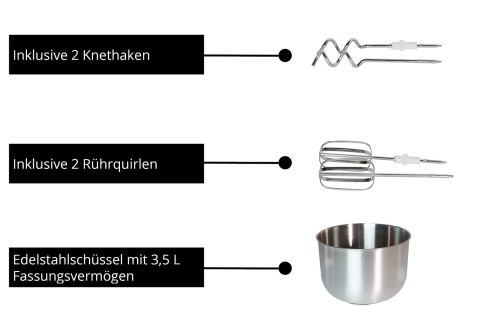 Unold Blender ręczny z misą miksującą Hannah biały srebrny