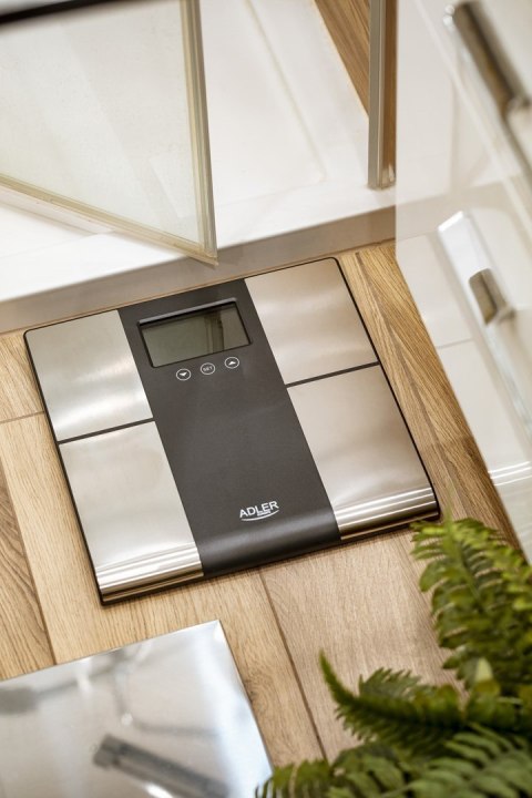 Adler AD 8165 waga Prostokąt Czarny, Szary Elektroniczna waga osobista