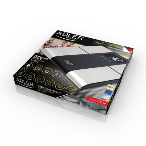 Adler AD 8165 waga Prostokąt Czarny, Szary Elektroniczna waga osobista