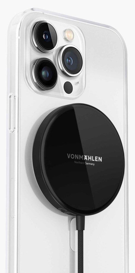 Vonmählen Aura Mini magnetisches WL Charging Pad schwarz Smartfon Srebrny, Biały USB Wewnętrzna
